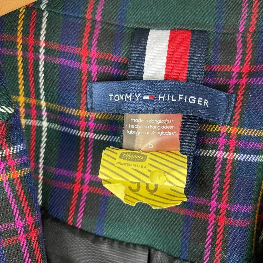 Tommy Hilfiger Plaid Blazer Womens Size 6 Preppy Equestrian Elbow Patch Jacket - Picture 2 of 16